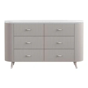 J&M Furniture Opal Dresser w/6 Drawers & Stone Top, Grey/White