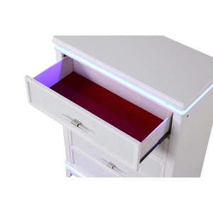 Galaxy Home Furnishings Opium 5-Drawer Wood Veneer Chest with LED Lighting, Milky White