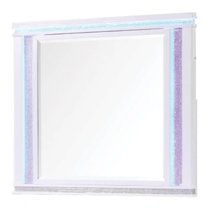 Galaxy Home Furnishings Opium Rectangular Wood Veneer Mirror with LED Lighting, Milky White