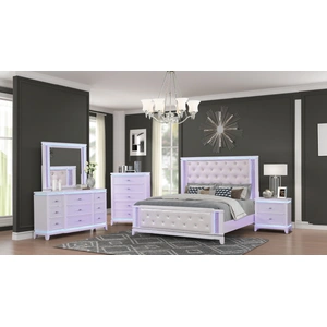Galaxy Home Furnishings Opium Rectangular Wood Veneer Mirror with LED Lighting, Milky White