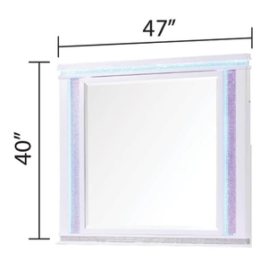 Galaxy Home Furnishings Opium Rectangular Wood Veneer Mirror with LED Lighting, Milky White