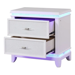 Galaxy Home Furnishings Opium 2-Drawer Wood Veneer Nightstand with LED Lighting, Milky White