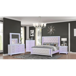 Galaxy Home Furnishings Opium Leatherette/Wood Regular Bedroom Set, Milky White