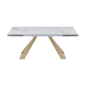 J&M Furniture Orleans Ceramic Top Extendable Dining Table with Brass Base