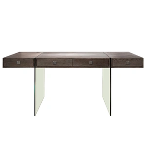 Sharelle Furnishings Otis Glass Legs Desk, Washed Gray