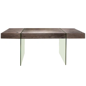 Sharelle Furnishings Otis Glass Legs Desk, Washed Gray