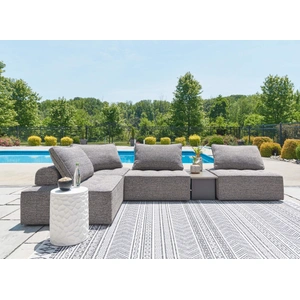 Ashley Furniture Bree Zee 5-Piece Outdoor Nuvella Fabric Lounge Sectional Set w/Table, Brown