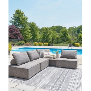 Ashley Furniture Bree Zee 5-Piece Outdoor Nuvella Fabric Lounge Sectional Set w/Table, Brown
