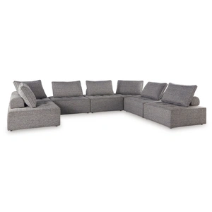 Ashley Furniture Bree Zee 7-Piece Outdoor Nuvella Fabric Lounge Sectional Set, Brown