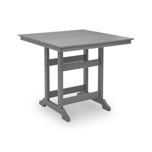 Ashley Furniture Sanctuary Beach Square Aluminum/Polyethylene Counter Table with Umbella Hole, Dark Gray