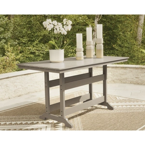 Ashley Furniture Seacliff Beach Rectangular Aluminum/Polyethylene Counter Table with Umbella Hole, Medium Brown