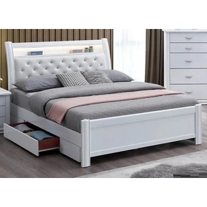 Pantek Furniture P255 Storage Panel Bedroom Set with LED Light in White