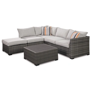 Ashley Furniture Ashley SM Cherry Point 4-Piece Nuvella Fabric Wicker Outdoor Sectional Set