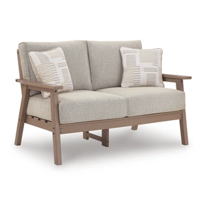 Ashley Furniture Grover Beach HDPE/Polyester Loveseat with Cushion, Driftwood