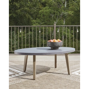 Ashley Furniture Harmony Headlands Oval Aluminum Cocktail Table, Natural/Gray