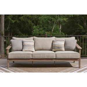Ashley Furniture Harmony Headlands Aluminum/Polyester Sofa with Cushion, Natural/Gray