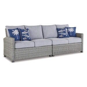 Ashley Furniture Naples Beach Outdoor Nuvella Fabric/Resin Wicker Loveseat w/Cushion, Right & Left Arm Facing