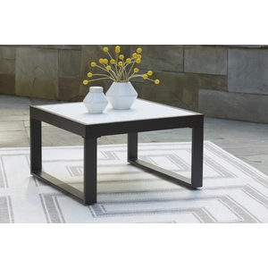 Ashley Furniture Beachloft Square Glass/Aluminum Cocktail Table, Black/Gray