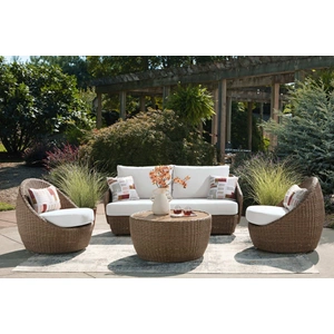 Ashley Furniture Double Point Resin Wicker 3-Piece Patio Set, Beige