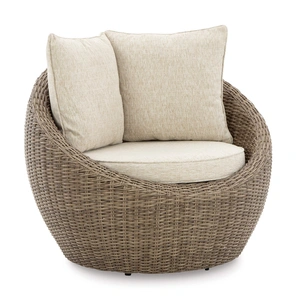 Ashley Furniture Danson Outdoor 2-Piece Nuvella Fabric/Resin Wicker Swivel Lounge Chair