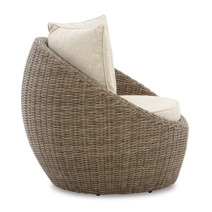 Ashley Furniture Danson Outdoor 2-Piece Nuvella Fabric/Resin Wicker Swivel Lounge Chair