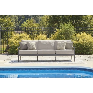 Ashley Furniture Ocean Beach Aluminum/Polyester Sofa with Cushion, Gray