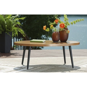 Ashley Furniture Horizon Hall Oval Aluminum Cocktail Table, Two-tone Brown