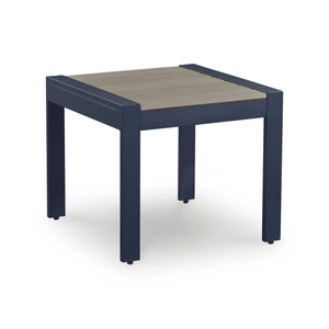 Ashley Furniture East Beach Rectangular Aluminum/Polyethylene End Table, Navy Blue/Driftwood