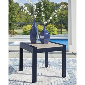Ashley Furniture East Beach Rectangular Aluminum/Polyethylene End Table, Navy Blue/Driftwood