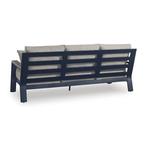 Ashley Furniture East Beach HDPE/Polyester Sofa with Cushion, Navy Blue/Driftwood