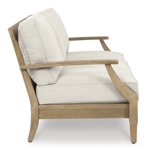 Ashley Furniture Carter Hall Polyester/Wood Outdoor Sofa with Cushion, Beige