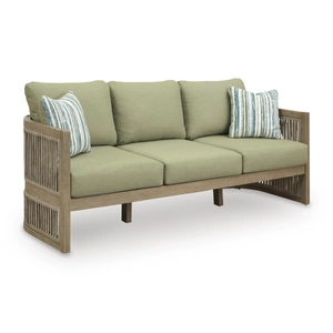 Ashley Furniture Serena Shores Wood/Polyester Sofa with Cushion, Beige/Green