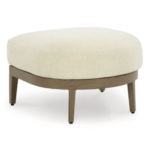 Ashley Furniture Serene Bay Aluminum/Polyester Ottoman with Cushion, Dark Brown/White