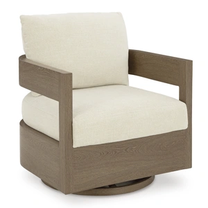 Ashley Furniture Serene Bay Aluminum/Polyester Swivel Glider Chair with Cushion, Dark Brown/White