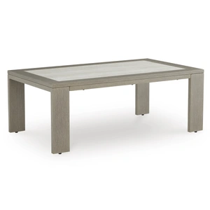 Ashley Furniture Kimpton Isle Rectangular Aluminum/Faux Stone Cocktail Table, Brown