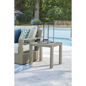 Ashley Furniture Kimpton Isle Square Aluminum/Faux Stone End Table, Brown