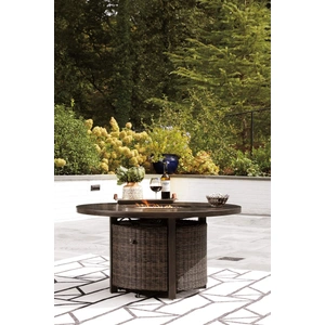 Ashley Furniture Paradise Trail Outdoor Aluminum/Resin Wicker Round Fire Pit Table