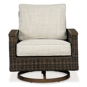 Ashley Furniture Paradise Trail Outdoor Nuvella Fabric/Resin Wicker Swivel Lounge Chair, Set of 2