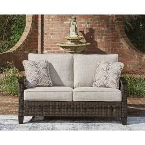 Ashley Furniture Monterey Point Resin Wicker/Aluminum Loveseat with Cushion, Dark Brown