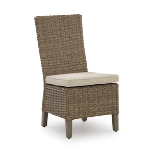 Ashley Furniture Laguna Heights Wicker/Aluminum Side Chair with Cushion, Beige (Set of 2)