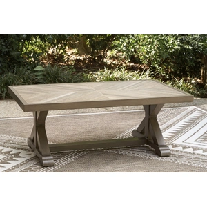 Ashley Furniture Laguna Heights Rectangular Porcelain/Aluminum Cocktail Table, Beige