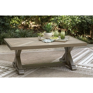 Ashley Furniture Laguna Heights Rectangular Porcelain/Aluminum Cocktail Table, Beige