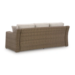 Ashley Furniture Laguna Heights Resin Wicker/Aluminum Sofa with Cushion, Beige