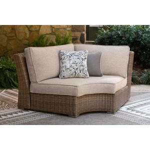 Ashley Furniture Laguna Heights L-Shaped Resin Wicker/Aluminum 3-Piece Outdoor Sectional, Beige