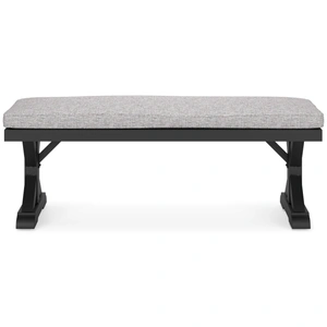 Ashley Furniture Beachcroft Outdoor Nuvella Fabric Bench, Black/Light Gray