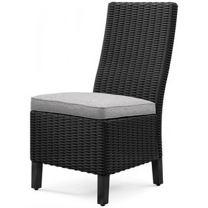 Ashley Furniture Beachcroft Outdoor Nuvella Fabric/Resin Wicker Side Chair, Black/Light Gray (Set of 2)