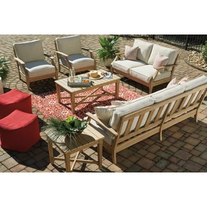Ashley Furniture Clare View Fabric Nuvella Outdoor Set, Beige