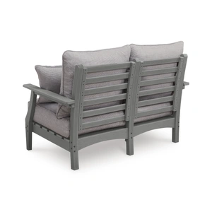 Ashley Furniture Cove Beach HDPE/Polyester Loveseat with Cushion, Gray