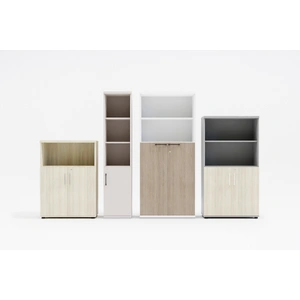 MDD Office Furniture Standard Office Half-Bookcase w/Lockable Doors & Open Shelves