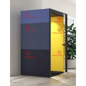 NARBUTAS Silent Room S Small Soundproof Acoustic Office Pod with SYNERGY Collection Fabric Walls & Glass Door